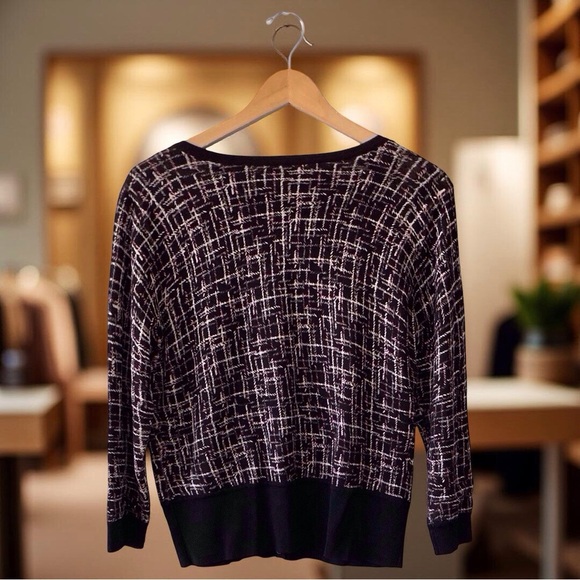 White House Black Market Cardigan | Power Chic – Size L black white pink - Picture 9 of 14